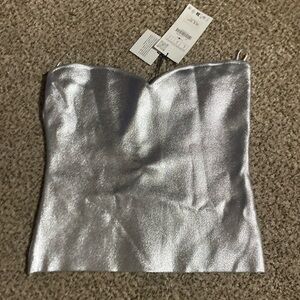 Zara Silver Metallic Top
